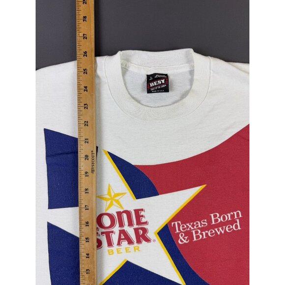 Vintage 90s Lone Star Beer Alcohol Drink Promo Texas Born Brewed Single Stitch T - Picture 9 of 9